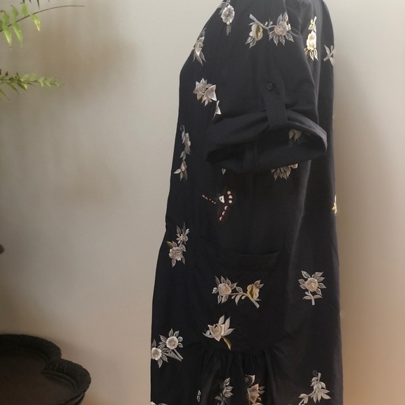 𝅺FRENCH connection blue embroidered floral dress bathing suit cover size 8‎ - Picture 4 of 15